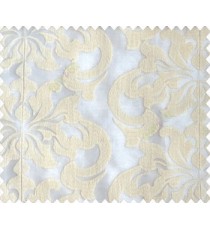 Cream on cream base large damask continuous embroidery sheer curtain